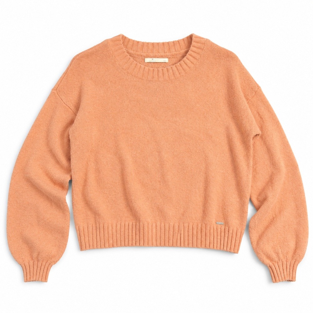 Hollister California Womens XS Peach Coral Knit Crew Neck Drop Shoulder Sweater